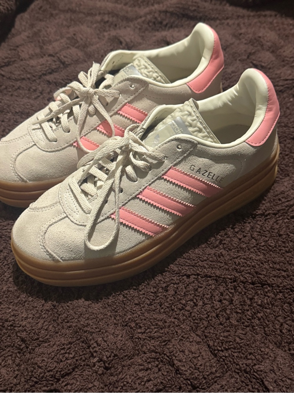 adidas Gazelle Platform Sneakers - Pink & Cream w7/ Youth 5.5